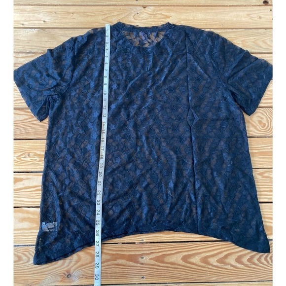 NEW LOGO by Lori Goldstein Star Mesh Lace Top Size Medium Women’s Black - Picture 6 of 8